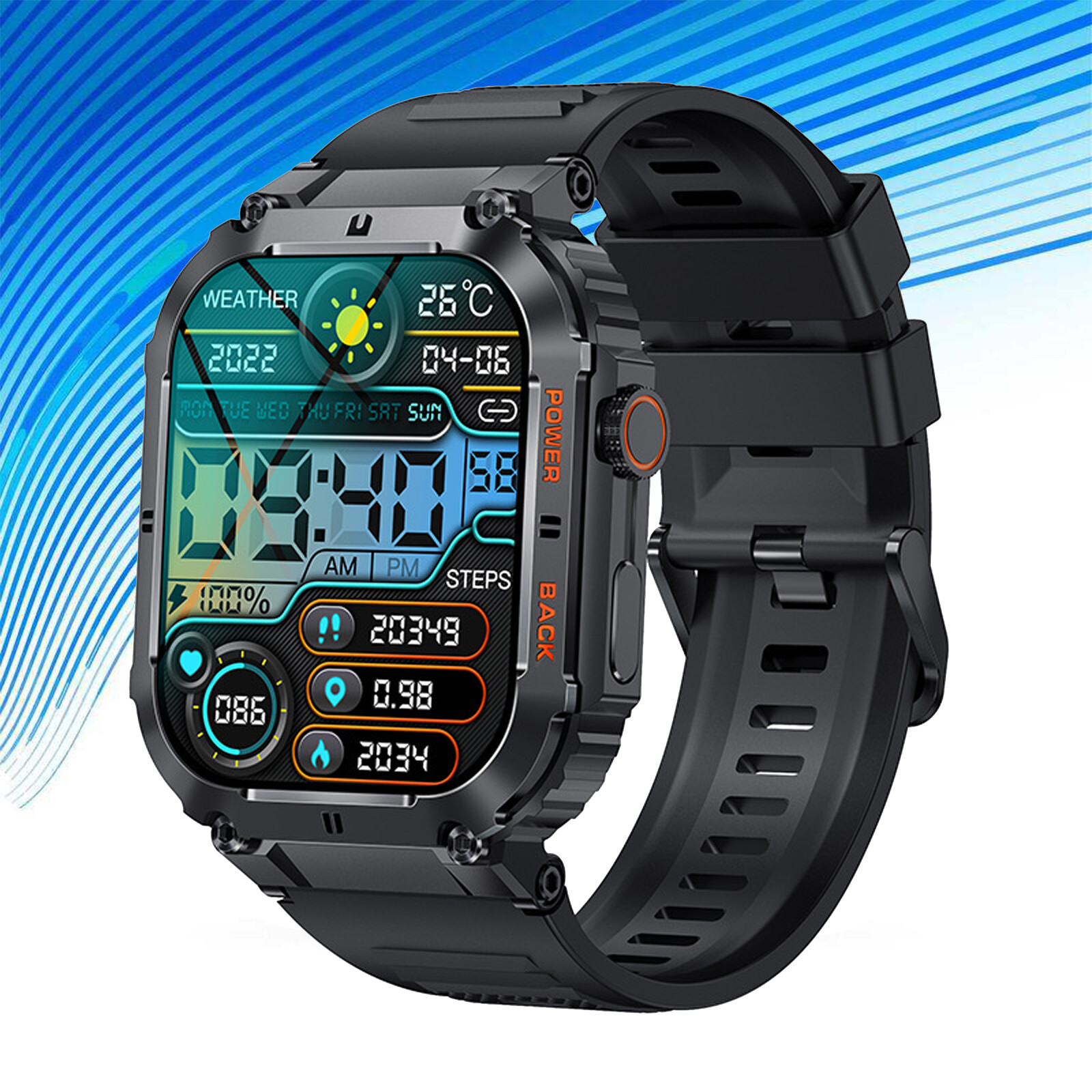 Military Smart Watch 1.96″ HD Outdoor Tactical Rugged Smartwatch Fitness Tracker