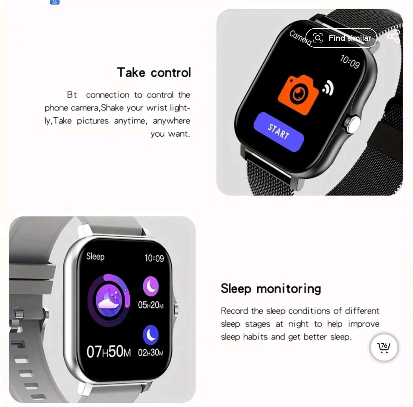 Smart Bluetooth Watch Metal Strap Fitness Tracker, for Android / iOS iPhone,Gold