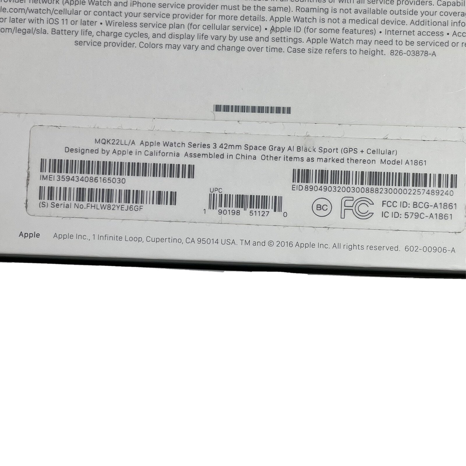 Apple Watch Series 3, 42mm, Space Gray, GPS + Cellular, Model A1861