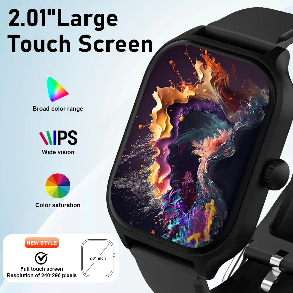 2.01 Inch HD Touch Screen Smart Watch Bluetooth Call Fitness Tracker Sports Band