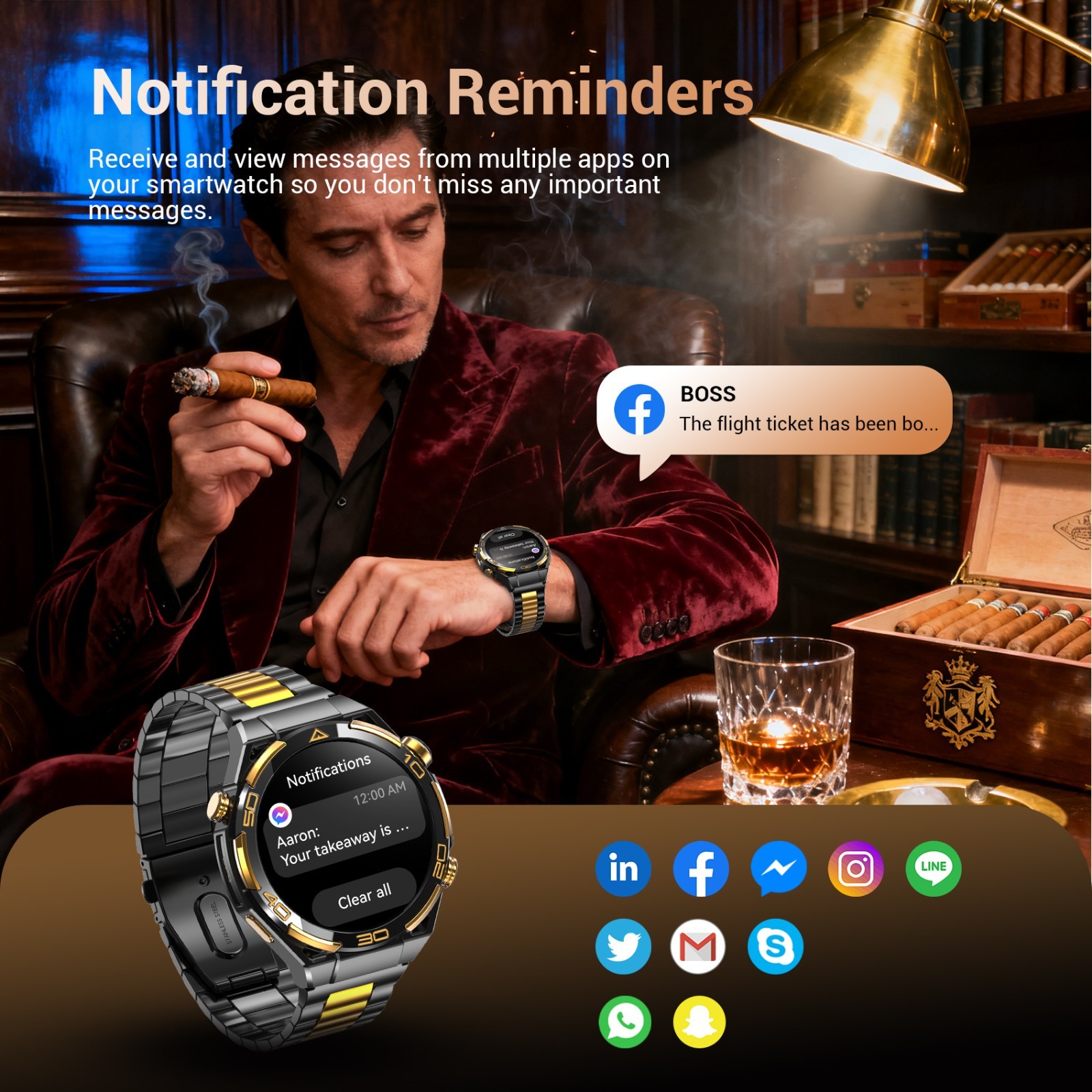 Smart Watch Mens 1.43″ AMOLED Built-in GPS Flashlight Compass, Bluetooth Calls