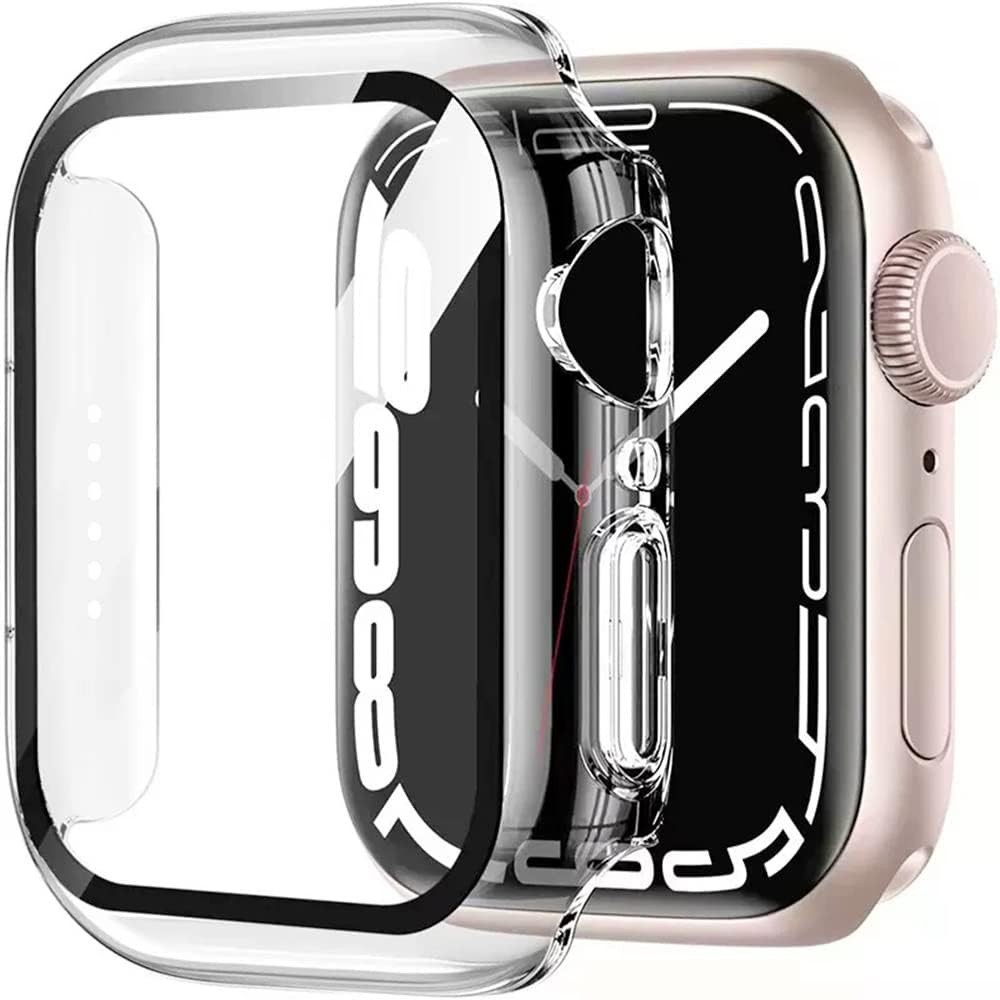 2 Pack Hard PC Case for Apple Watch Series 6 5 4 SE 40mm Tempered Glass Protecto