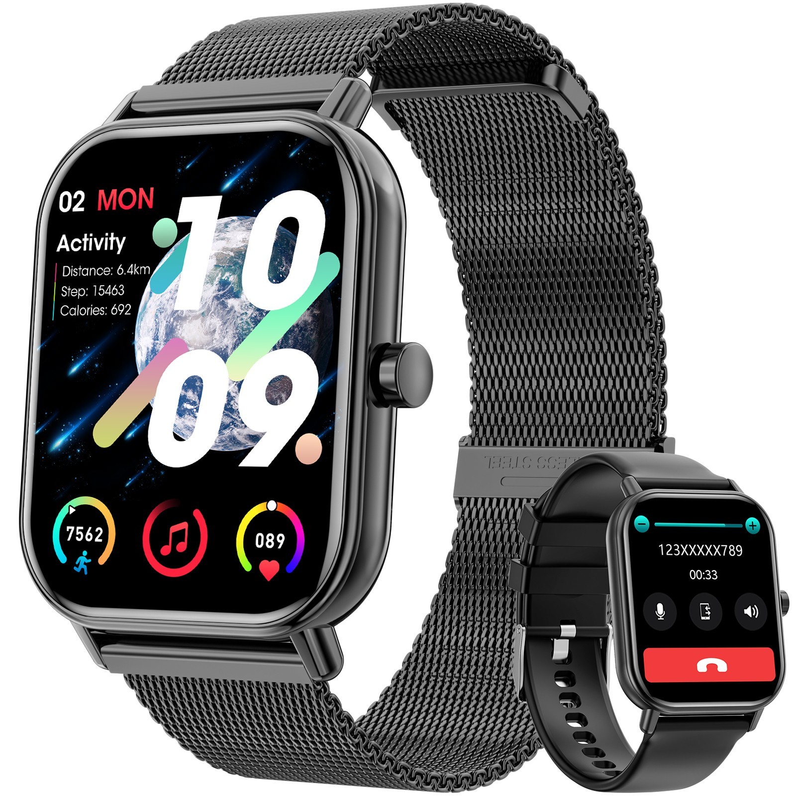 1.85″HD Smart Watch for Men(Answer/Make Calls)Fitness Smartwatch for IOS Android