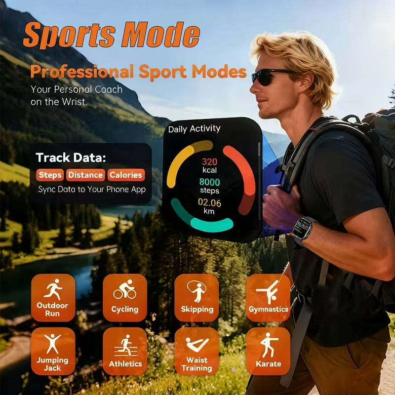 2025 Sport Smart Watch HD Display Bluetooth Call Multi Sport USB