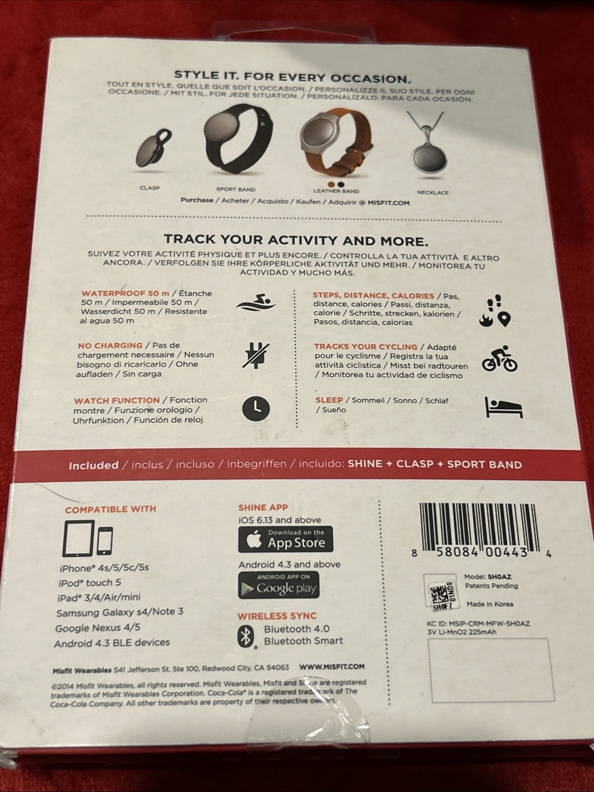 Misfit Shine Smart Watch Coca Cola Red Fitness Sleep Monitor Pedometer With Box