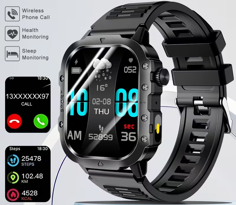 Smart Watch 2.01″ Fitness Tracker for Android & iPhone LED Flashlight 100+ Sport