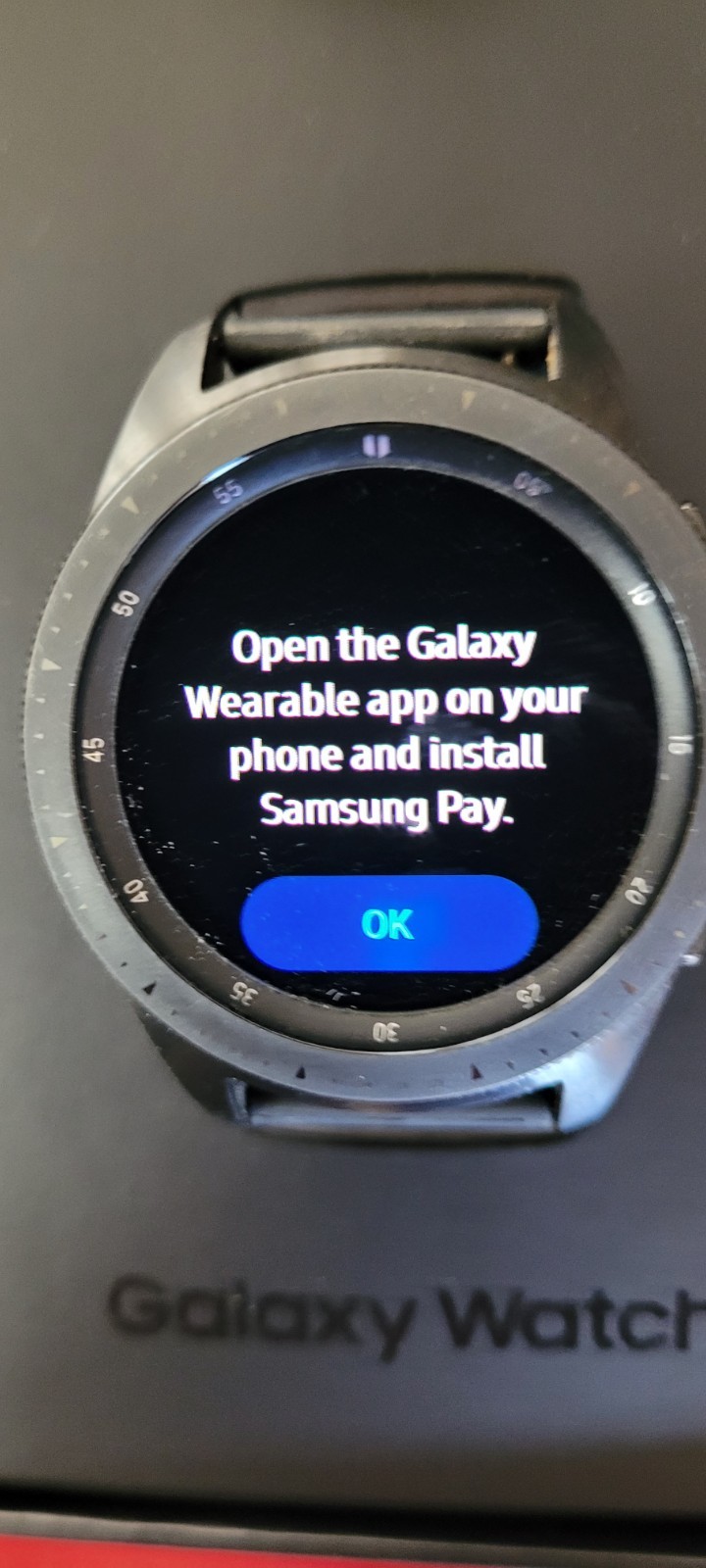 SAMSUNG GALAXY WATCH, 4G Black with upgraded watch band, 1 size fits all.