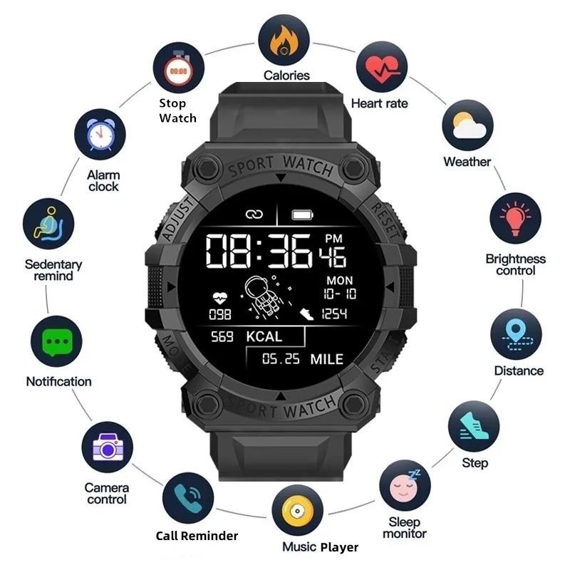 Bluetooth Smart Watch Heart Rate Blood Pressure Monitor Tracker for Android&iOS