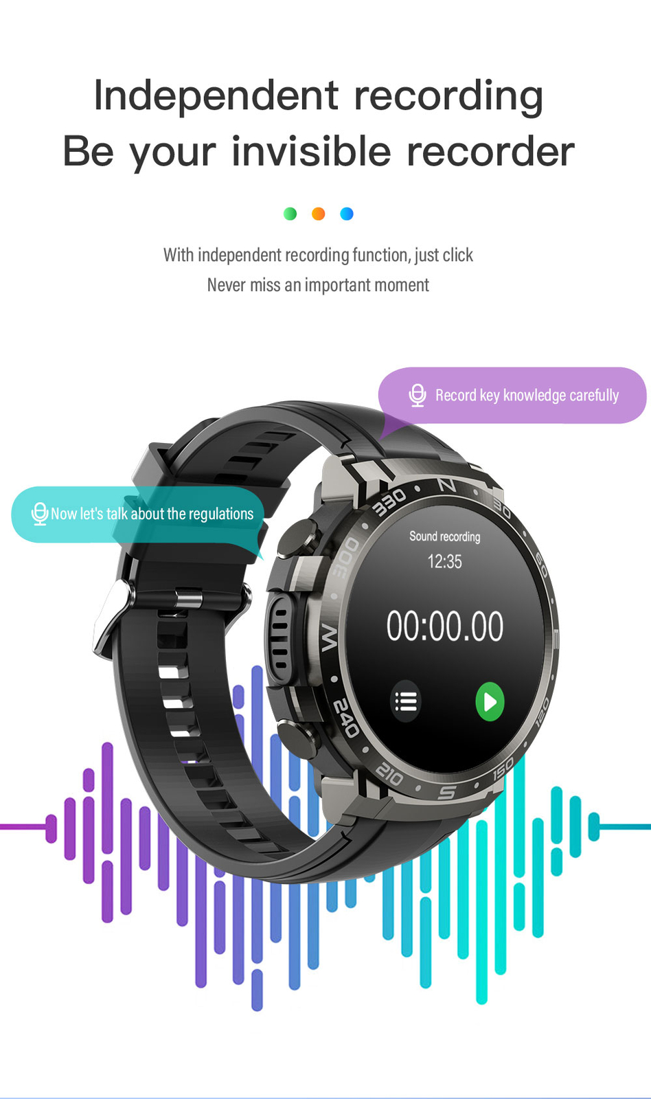 2-in-1 Bluetooth Smart Watch Music Sports Smartwatch with Dual Earbuds