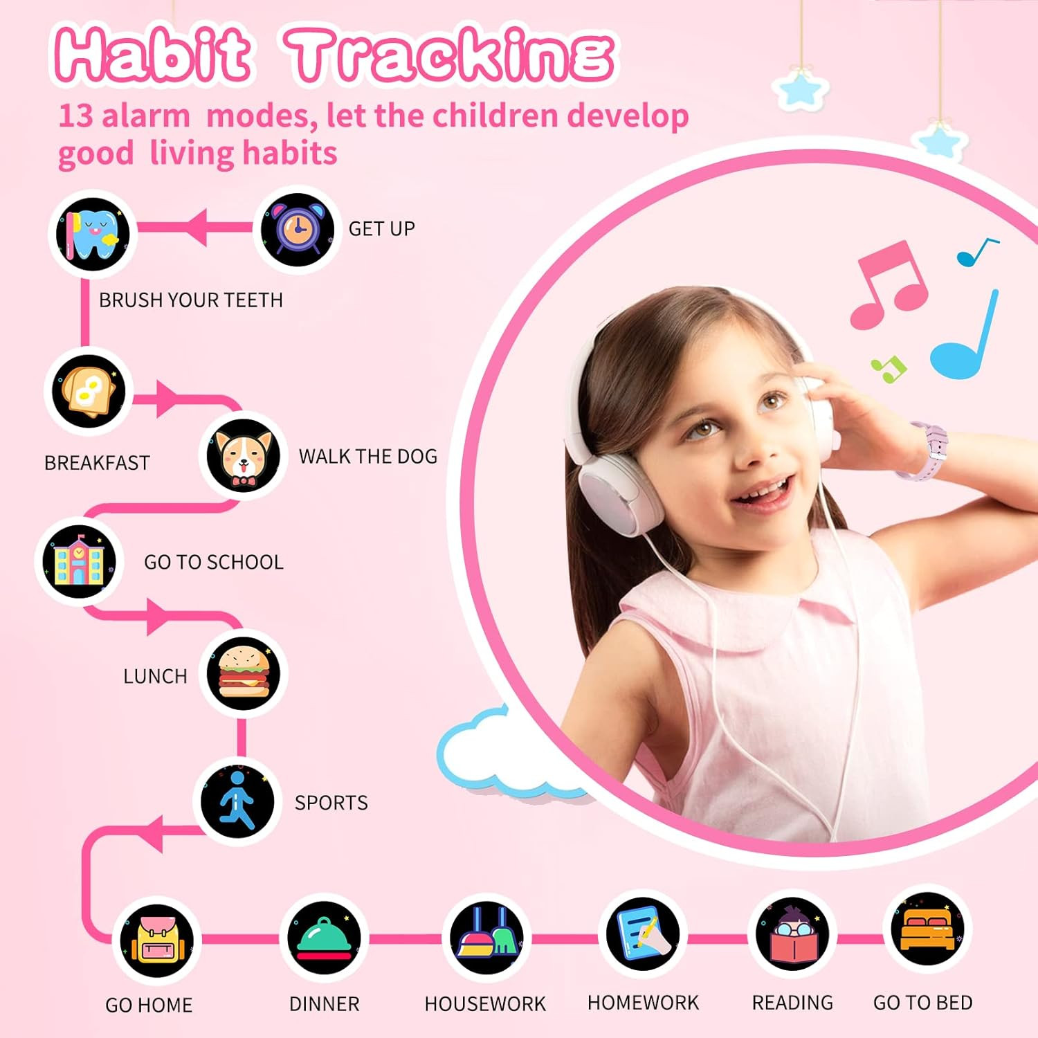Kids Smart Watch Gift for Girls Age 5-12, 39 Games HD Touch Screen Watches with