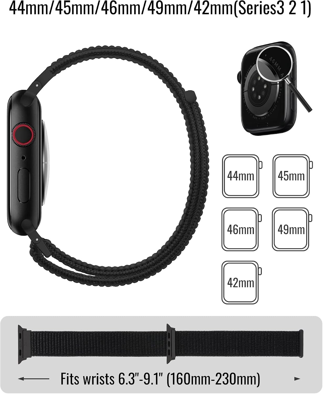 Case For Apple Watch 38mm 40mm 41mm 42mm 44mm 45mm 46mm 49mm Adjustable Strap