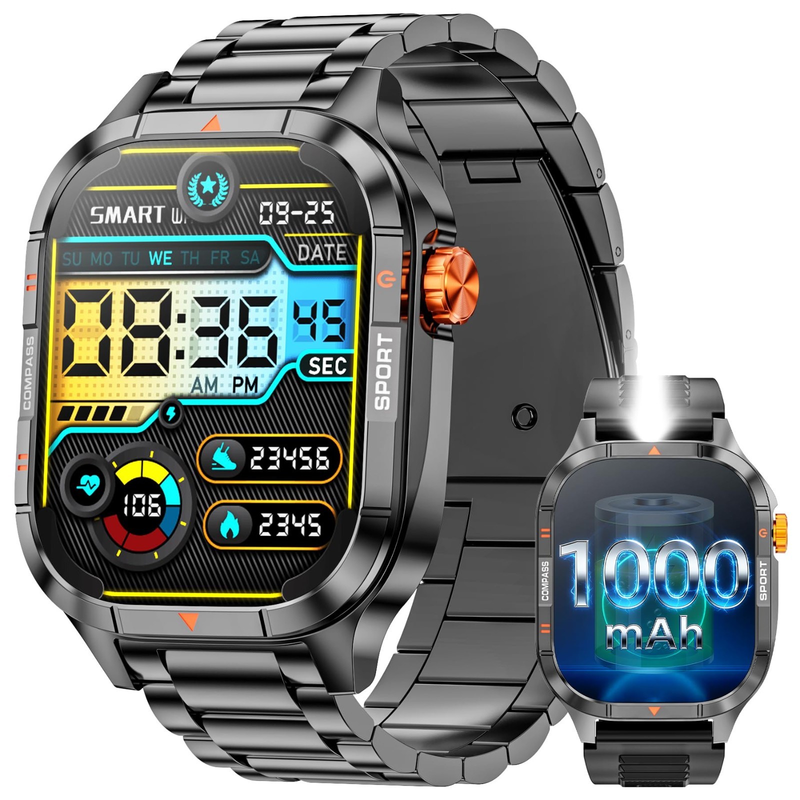 Smart Watch For Men Women Military Sport Bluetooth Call Waterproof iOS Android