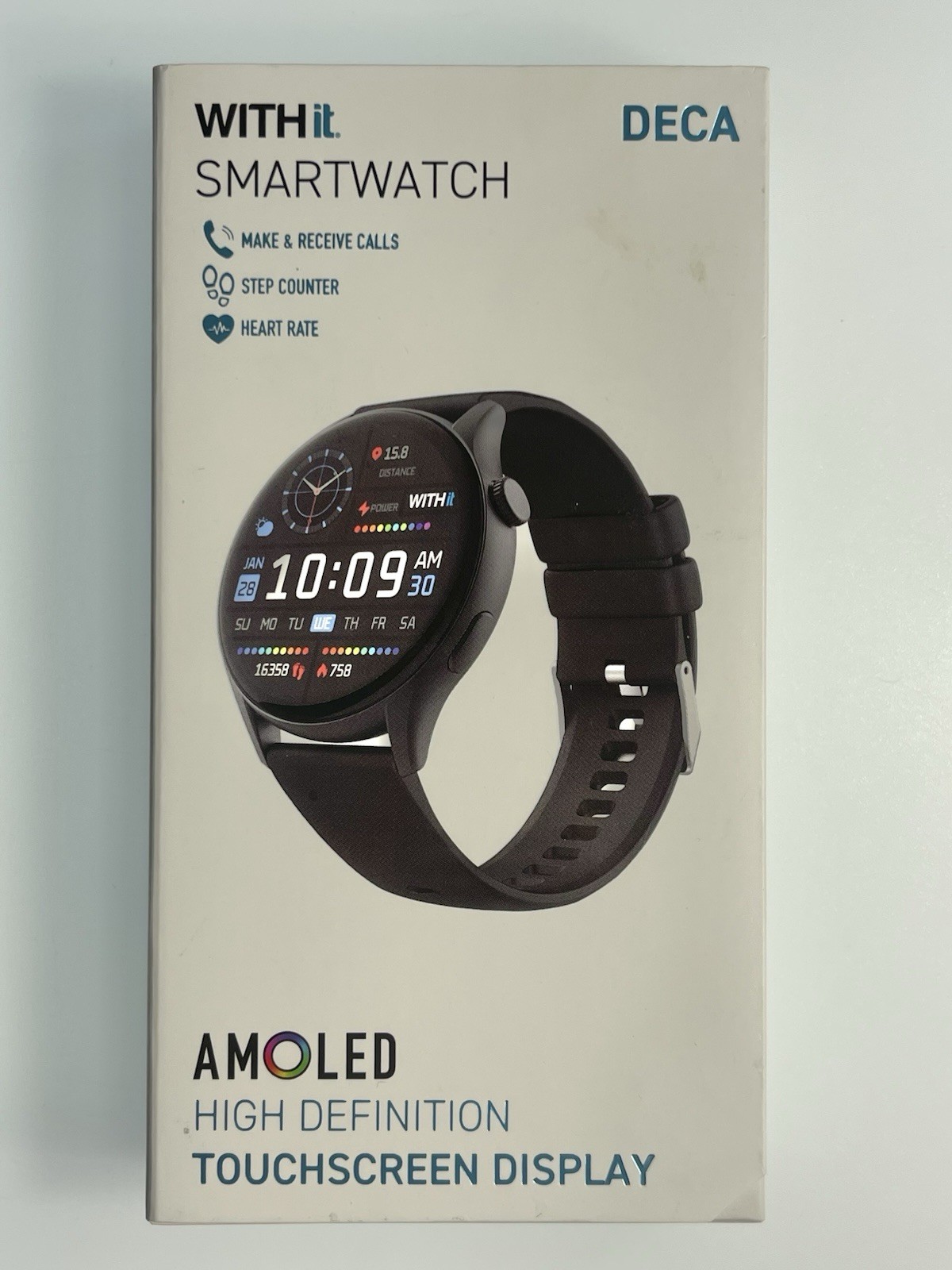 Withit DECA Touchscreen Display Amoled High Definition Smartwatch Black