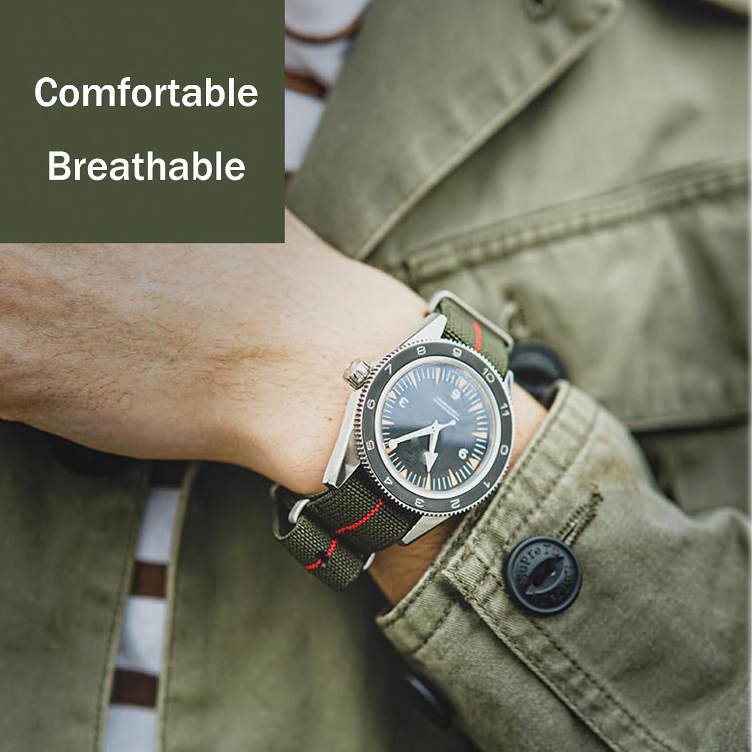 Case For Smartwatch 18mm 20mm 22mm Premium Striped Nylon One-Piece Strap