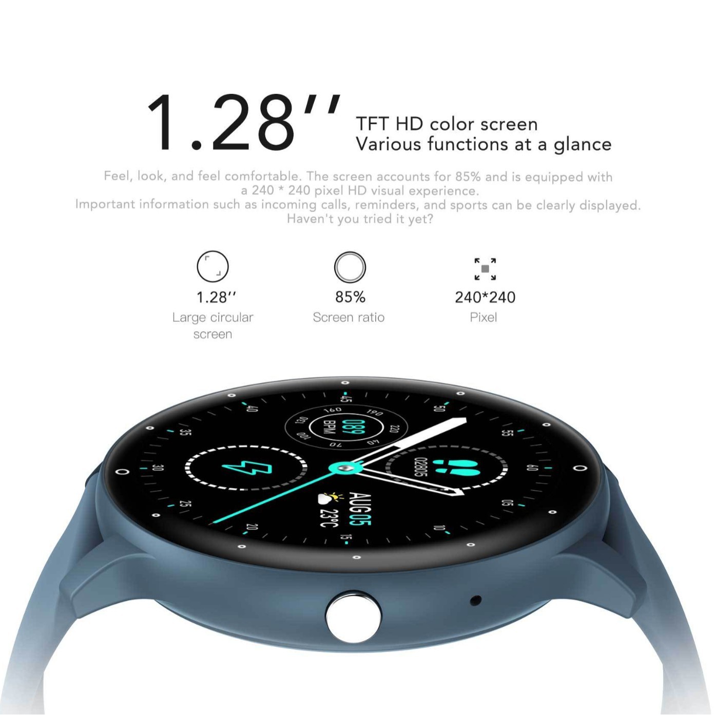 1.28inch ZL02D smartwatch waterproof AI voice heart rate health monitoring watch