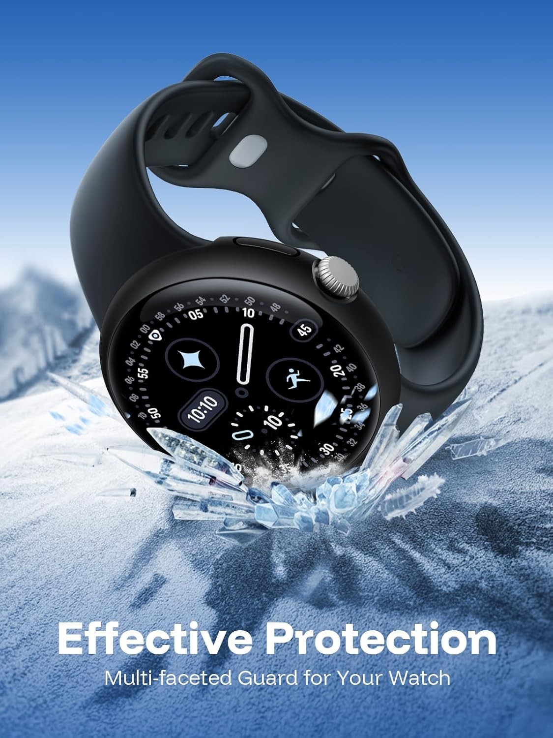Curved-Screen Case with Tempered Glass Screen Protector for Google Pixel Watch 4