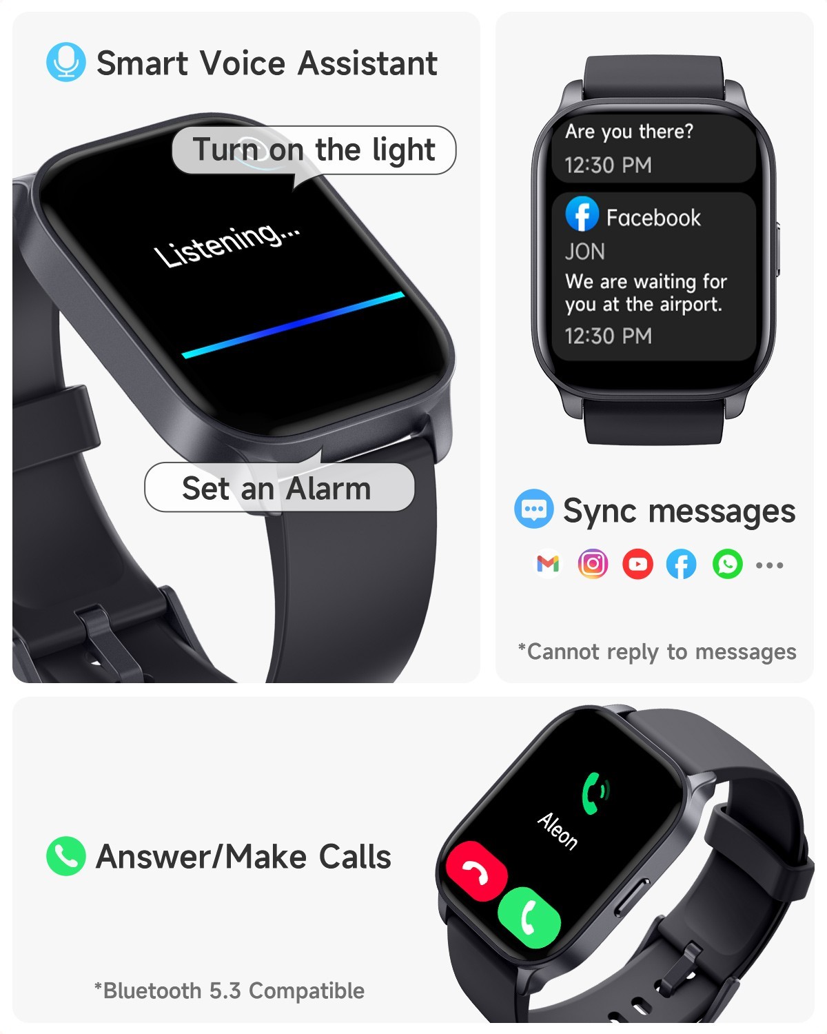 Smart Watch For Men/Women, Waterproof Smartwatch Bluetooth for iPhone Samsung