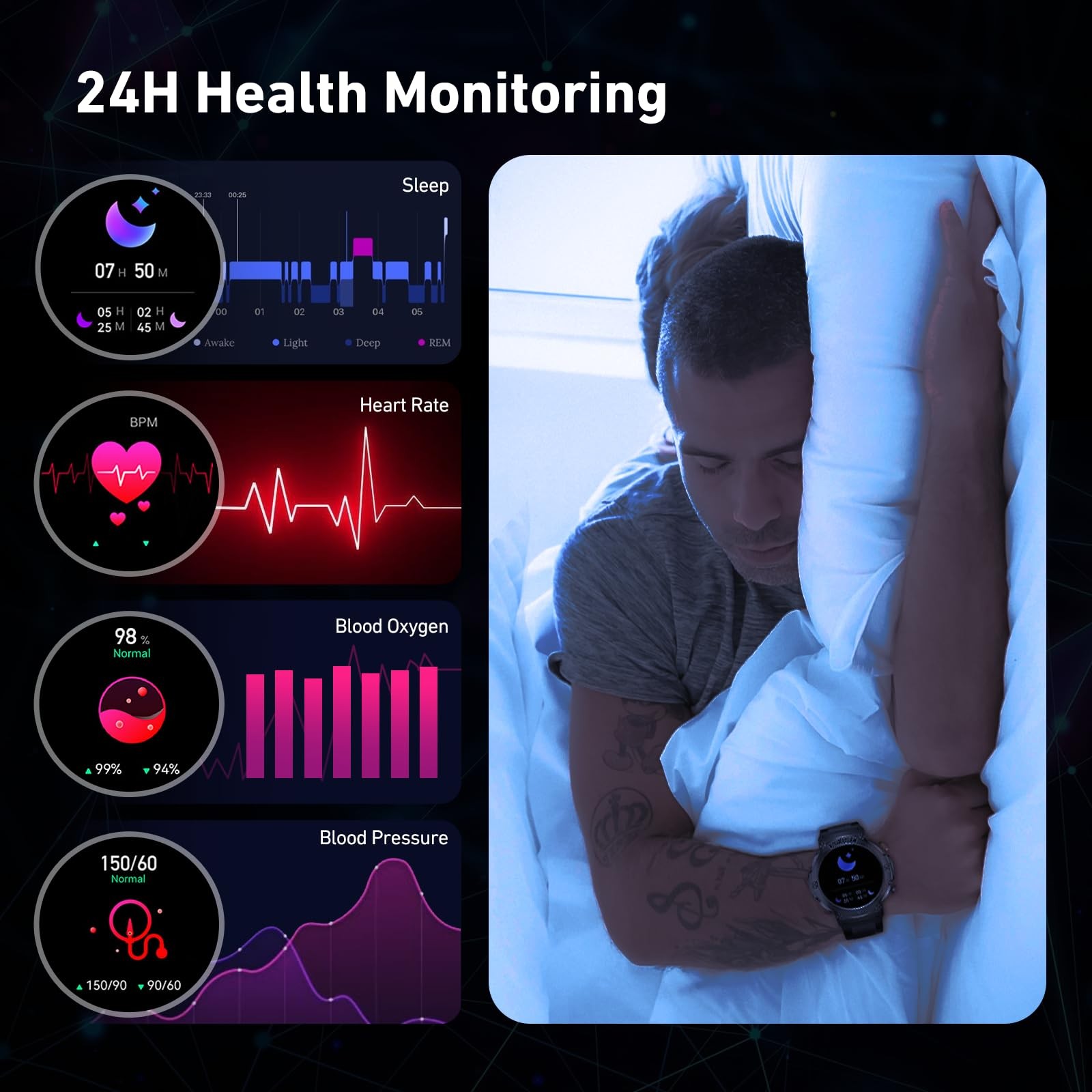 Military for Men 1,43″ HD AMOLED Display(Answer/Make ) 420mAh Battery Watches…