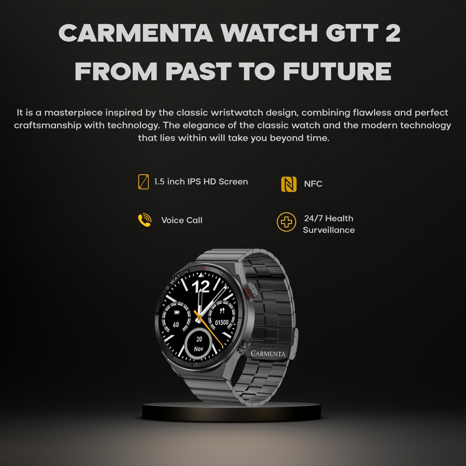 2023 GTT 2 NFC Smartwatch – ECG Monitoring, IOS Android Compatible, Call Feature