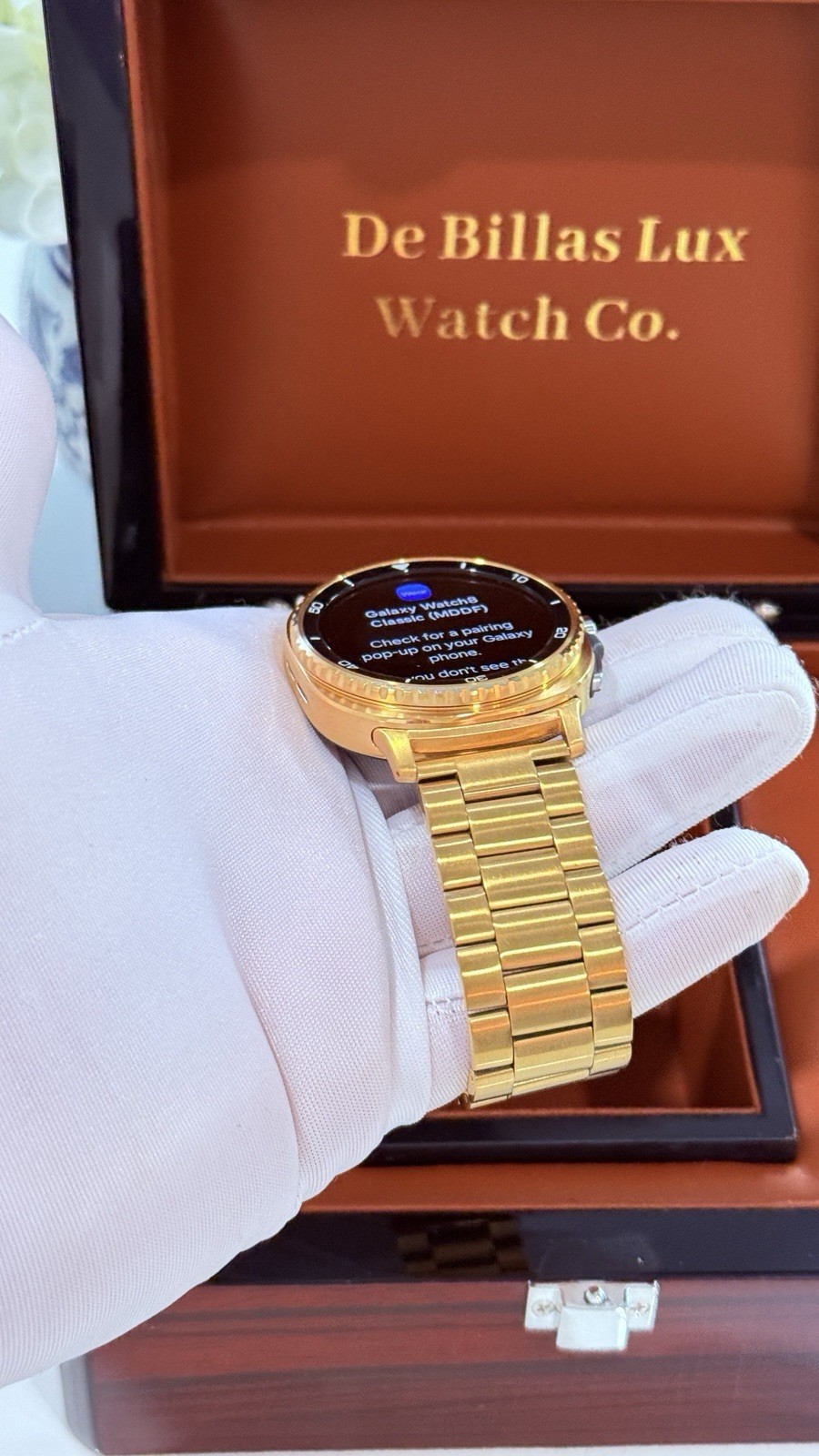 Custom 24k Gold Plated Samsung Galaxy Watch 8 Classic Gold Band GPS LTE 46mm