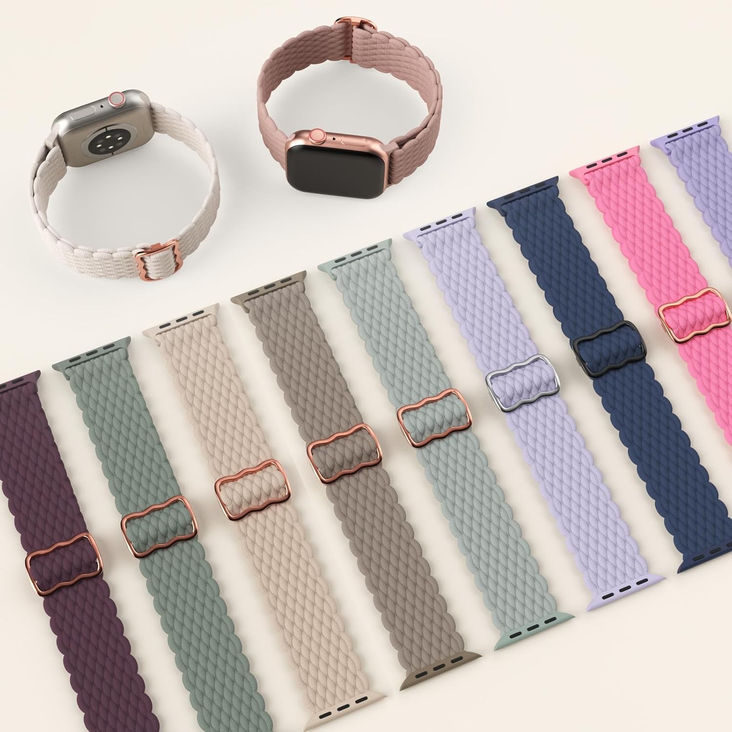 Braided Solo Loop Strap Compatible with Apple Watch Series 9 41mm Stretchy Nylon