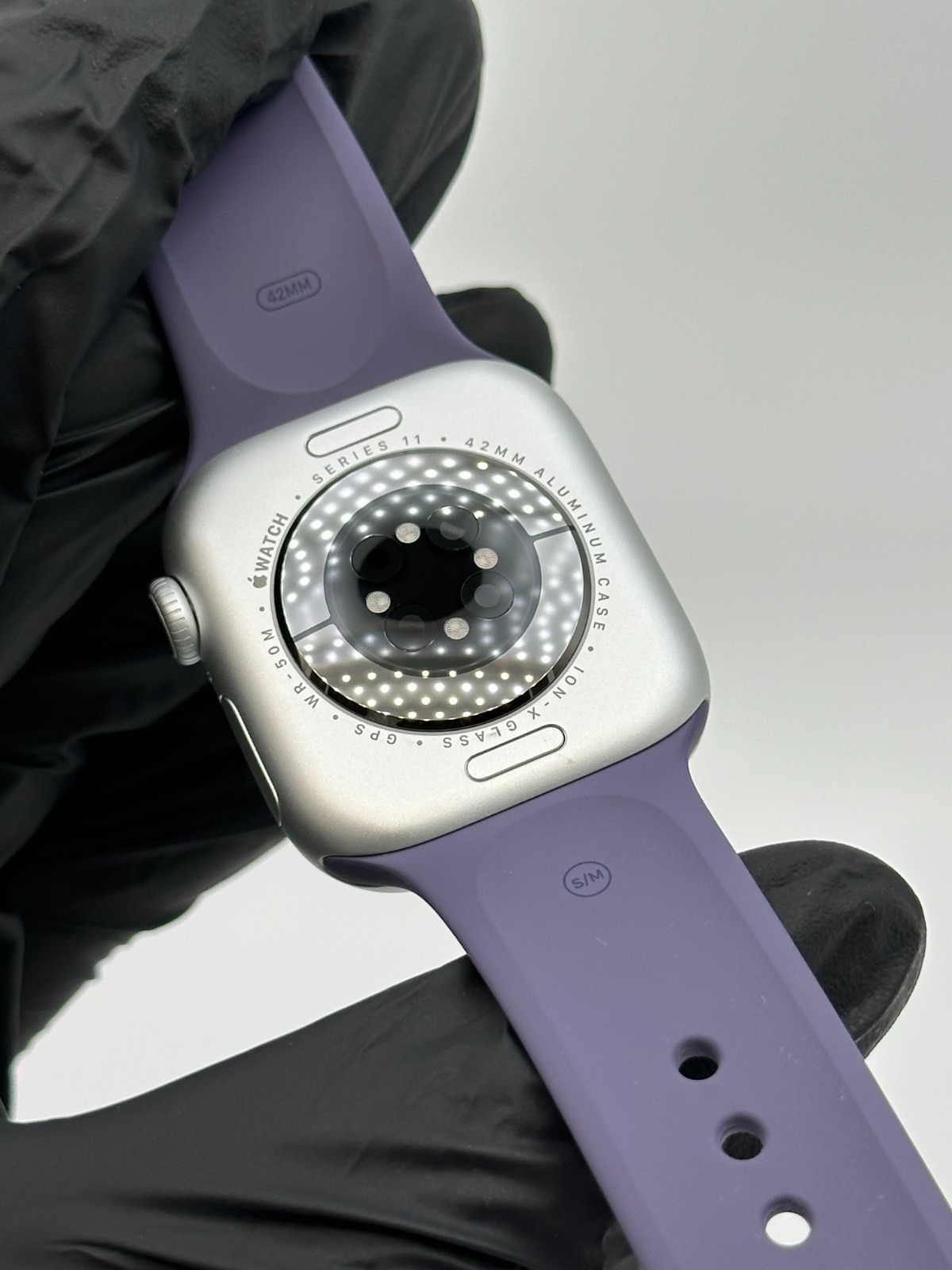 Apple Watch Series 11 42mm GPS Silver Case w Purple Fog Sport Band S/M MEU64LW/A