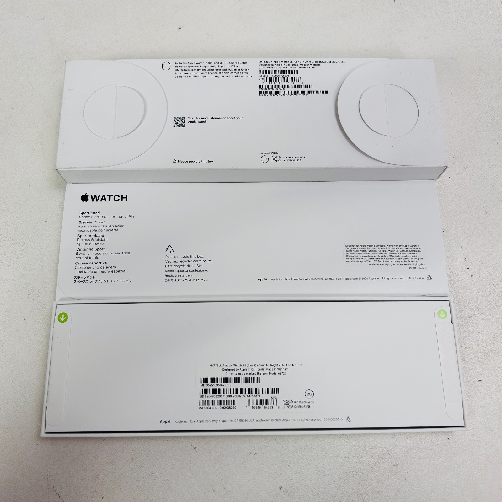 Apple Watch SE (Gen 2) 40mm Midnight Aluminum SB M/L Cellular