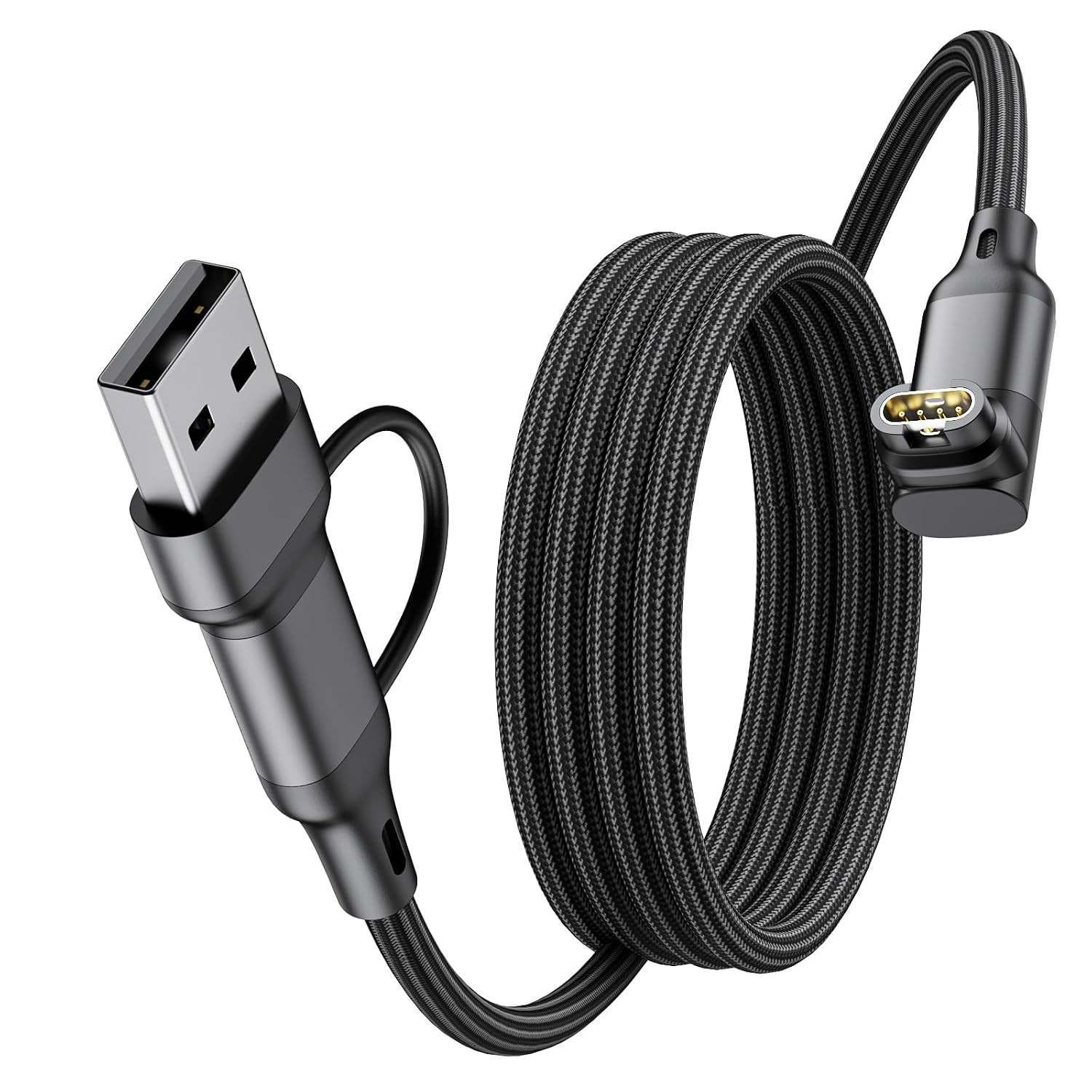 1.5ft 2-in-1 Charger Cable for Garmin Watch, L-Shape USB C Power Cord for Fenix