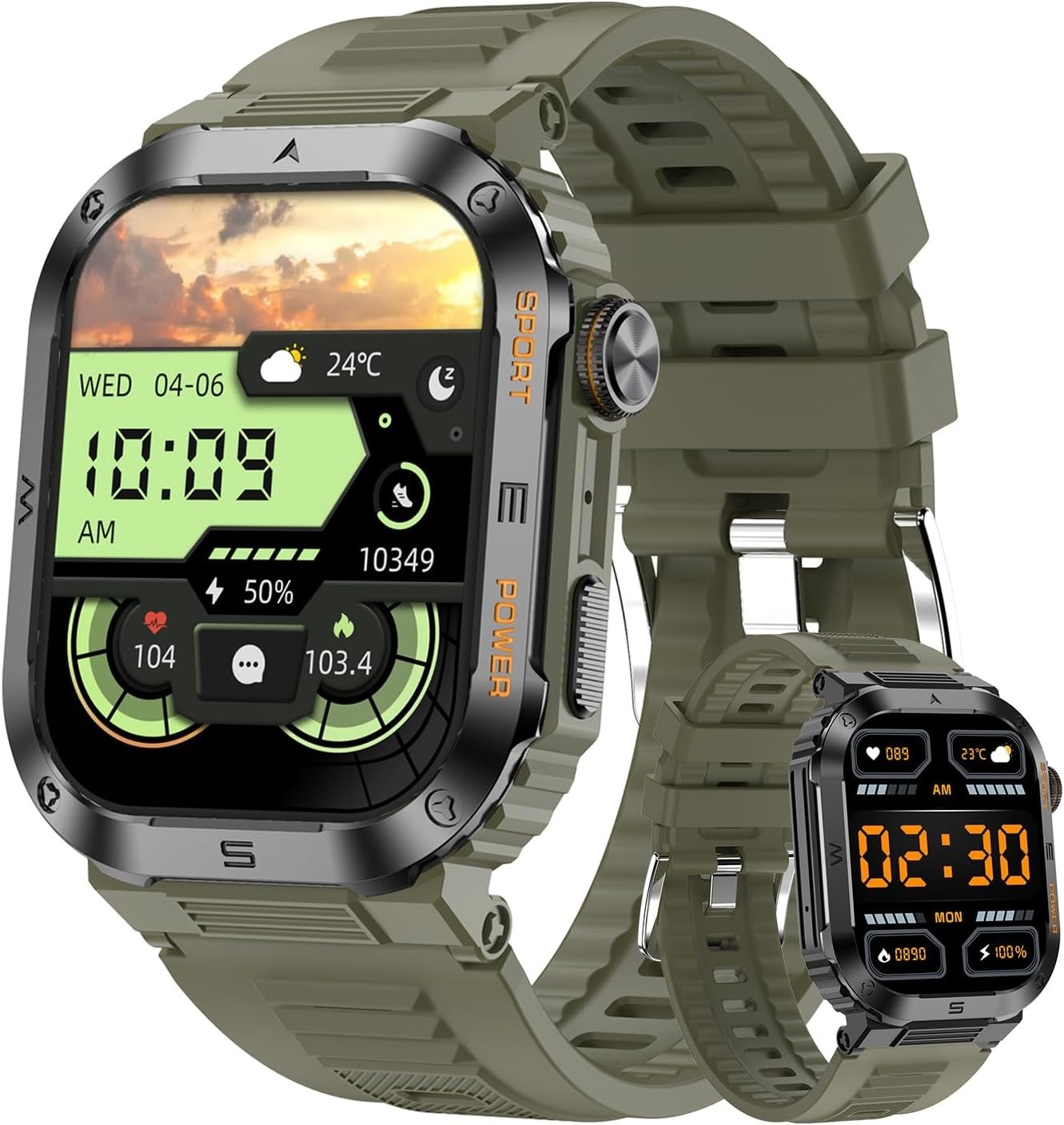 🔥Military Smart Watch for Men Bluetooth Call Rugged Fitness Tracker Android iOS