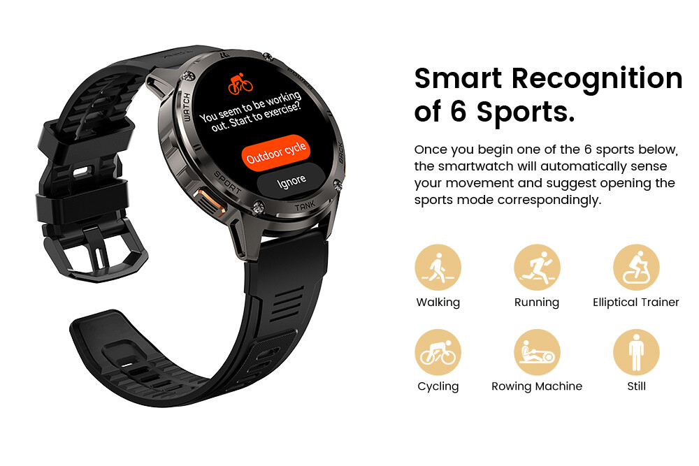 KOSPET TANK T3 Smart Watch for Men Smart Watches 5ATM Waterproof For Android iOS