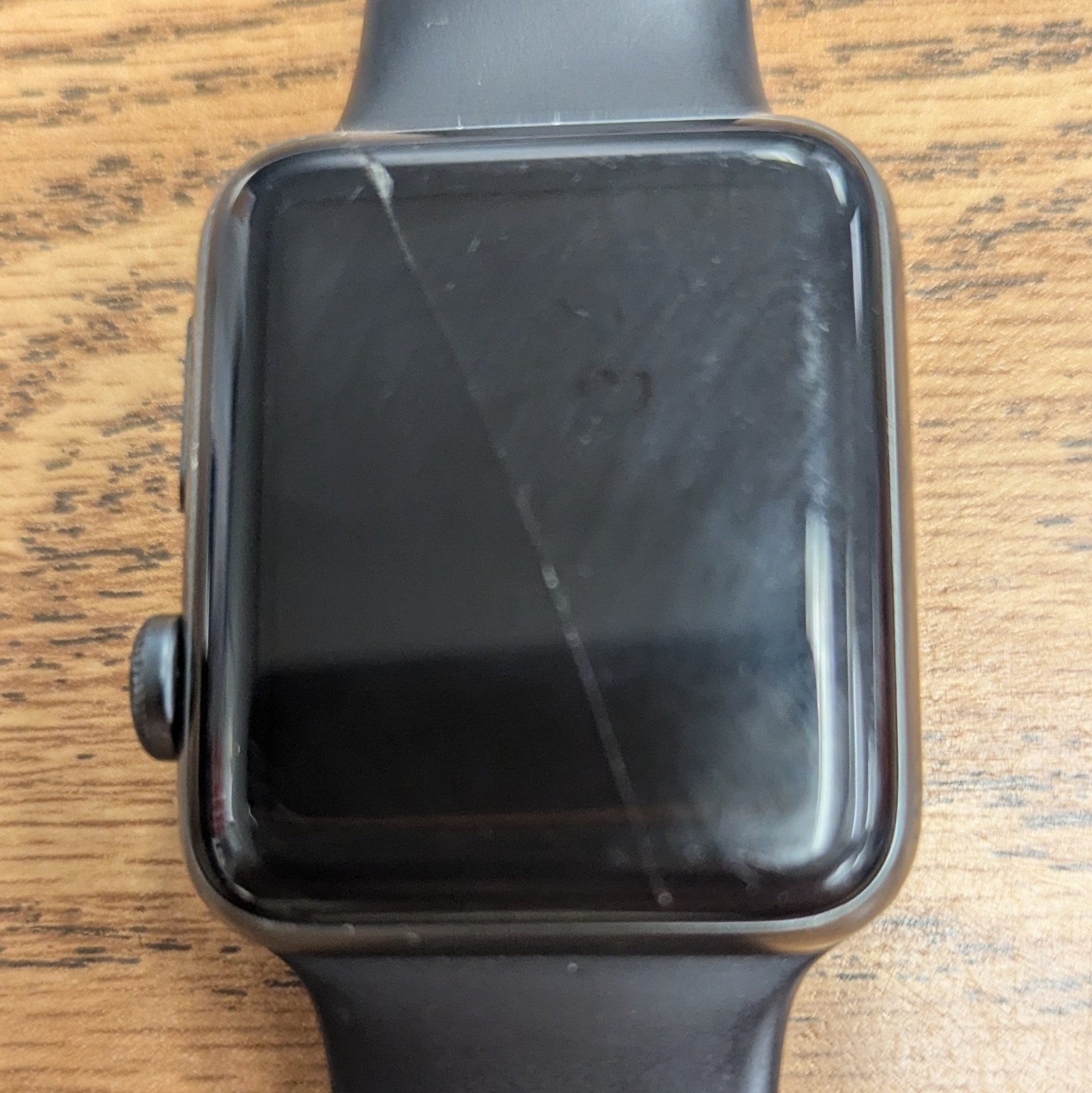 AS IS Apple Watch Series 3 42MM Space Gray Aluminum With Black Band For Parts