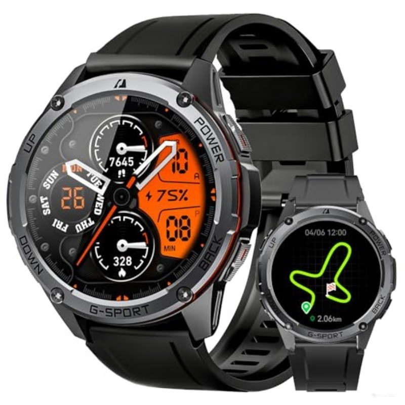 Smart Watch with Built-in GPS, 1.43″ AMOLED Rugged Smart Watch for Men, 100+ Spo