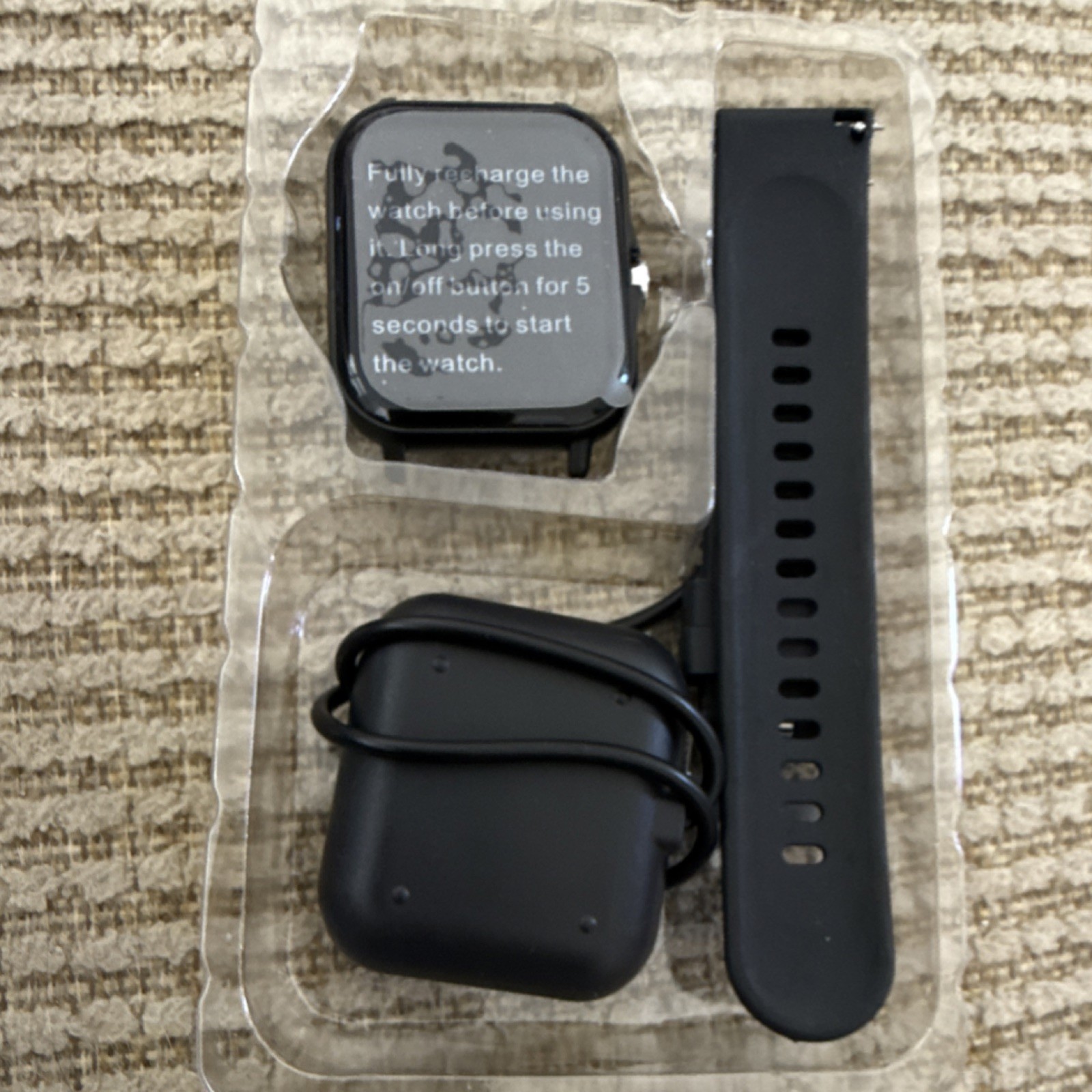 DOVIICO Smart Watch Black Silicone Band Metal Case Android iOS Compatible