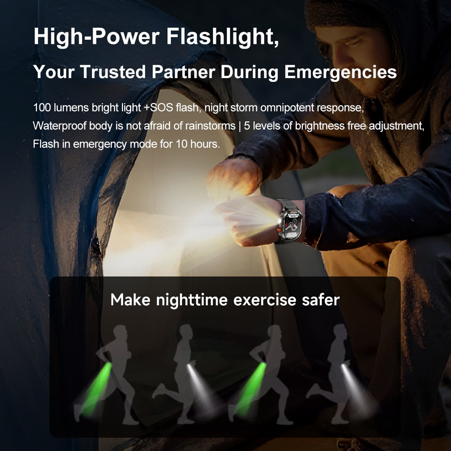 Rugged Smart Watch Bluetooth Heart Rate BP Sleep Monitor Sport Watch Waterproof