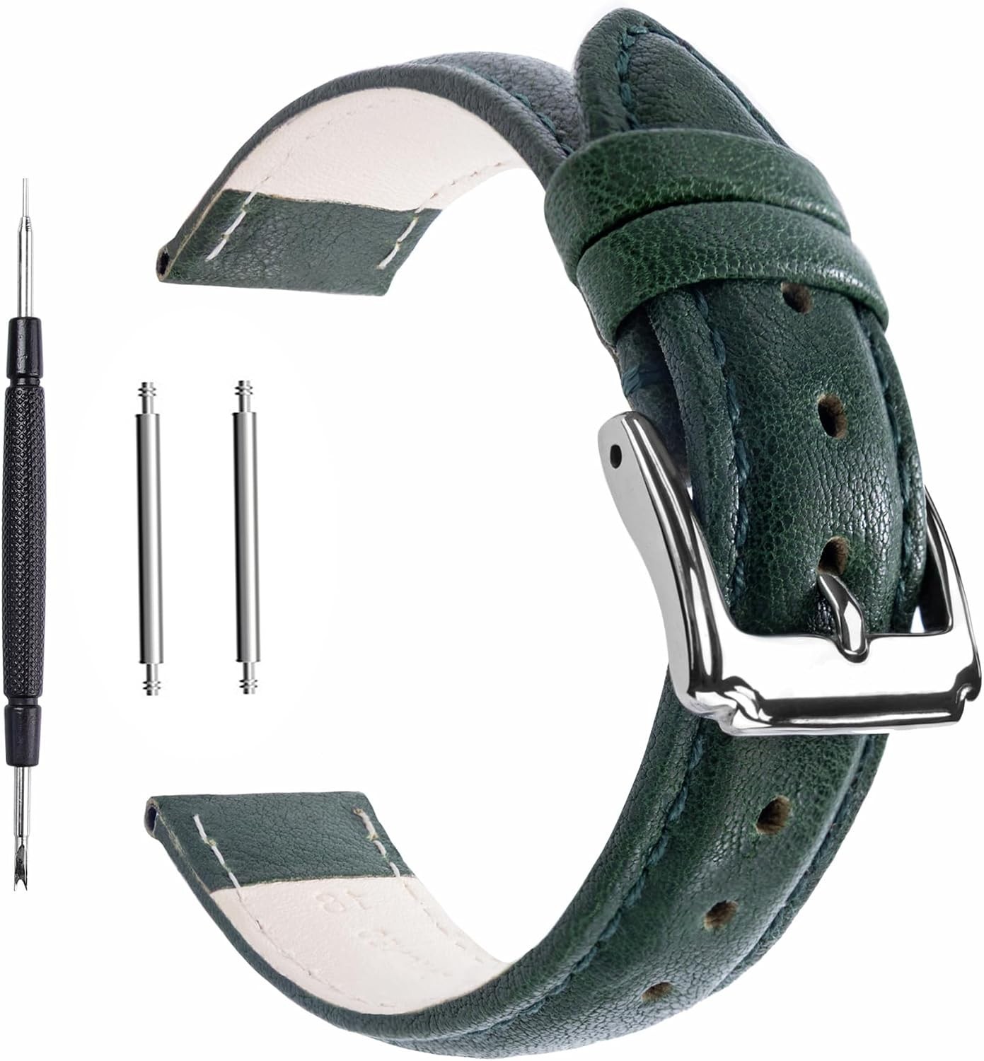 Case For 14mm 16mm 18mm 20mm 22mm Calf Leather Watch Band, Extra Soft Strap