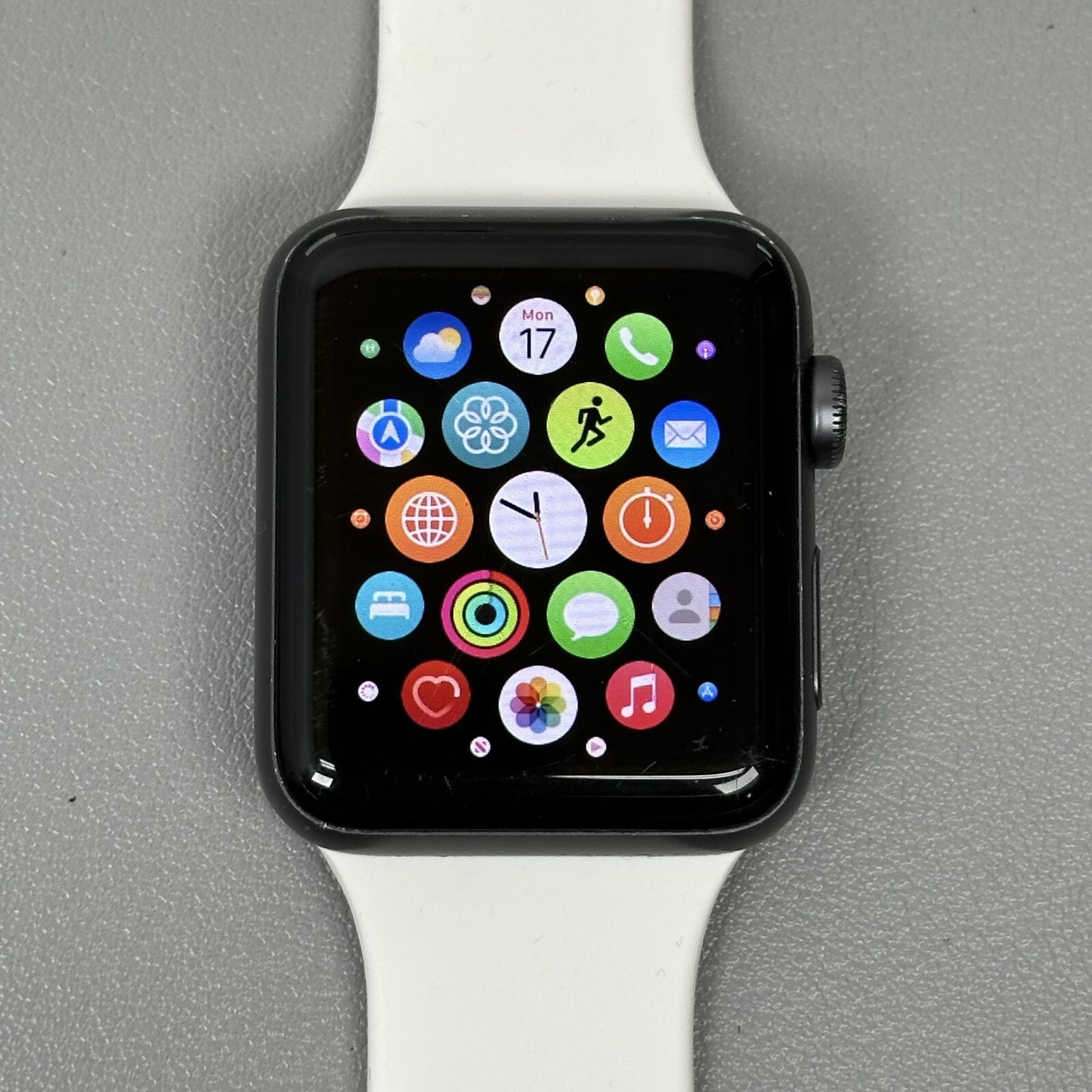 Apple Watch Series 3 Watch & Acessories Lot White, Pink, & Black Bands Bundle