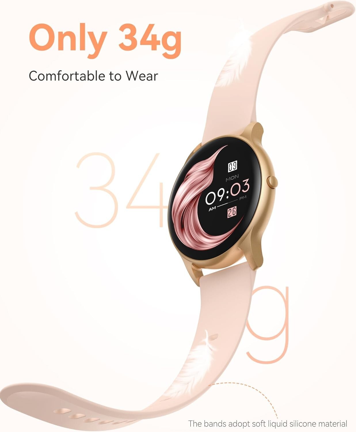 Smart Watch for Women – Waterproof Fitness Tracker, Heart & Sleep Monitor, Pink