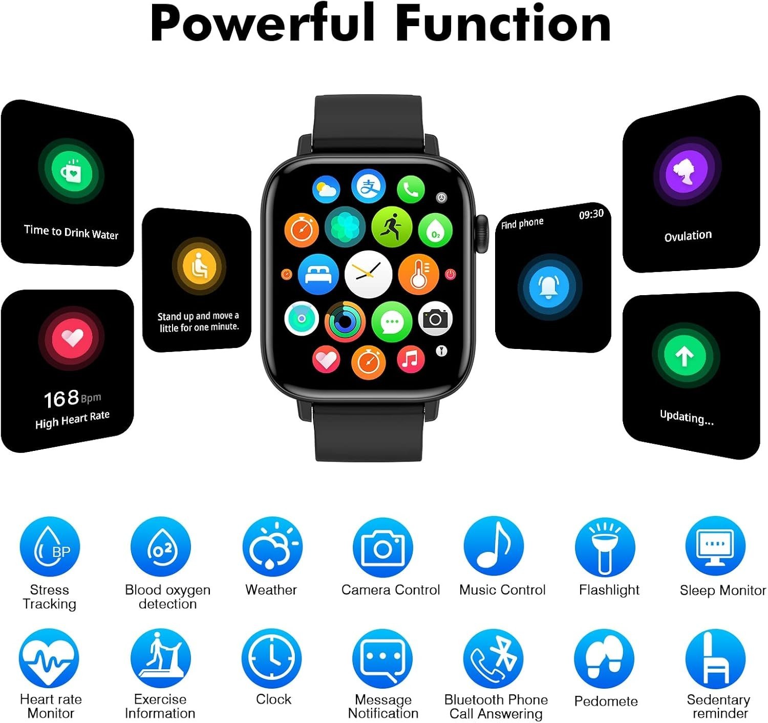 Waterproof 1.9″ Smart Watch – Heart Rate & Sleep Tracker for iOS/Android