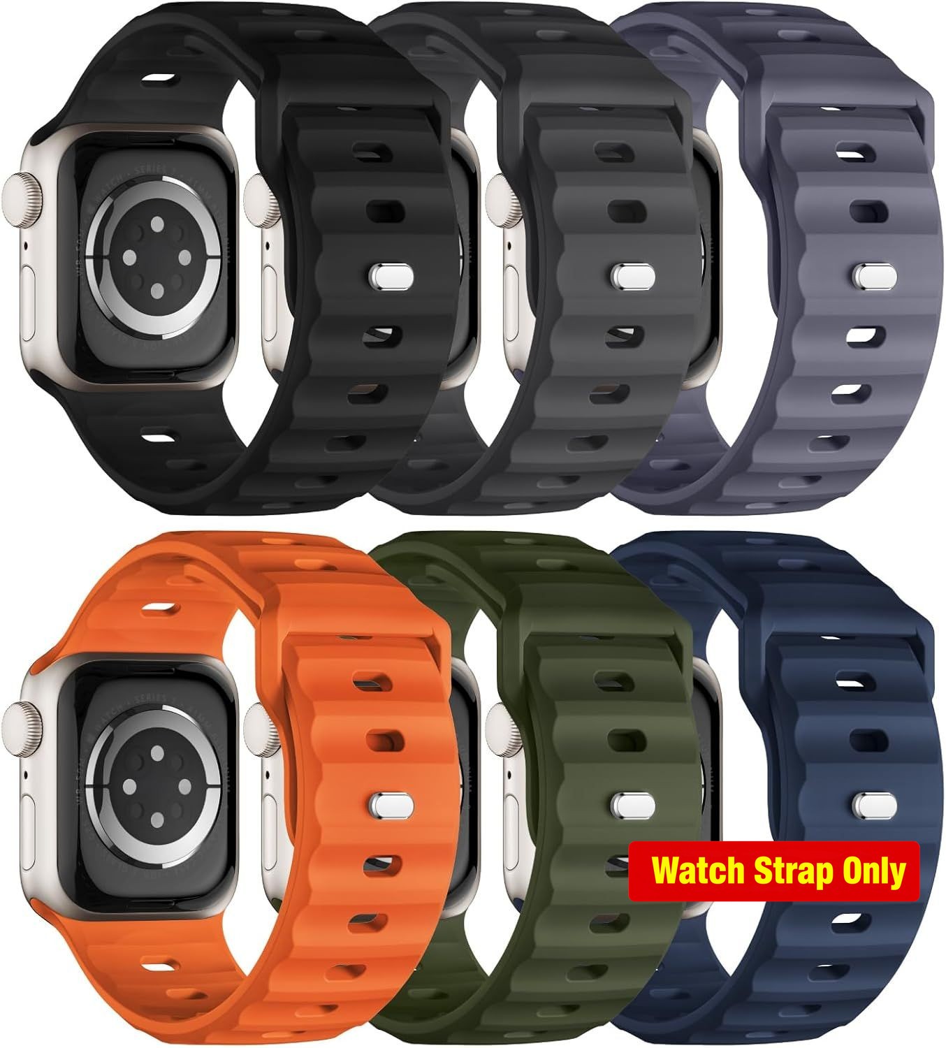 6-Pack Waterproof Sport Bands for Apple Watch Ultra 49mm – Soft Silicone Straps