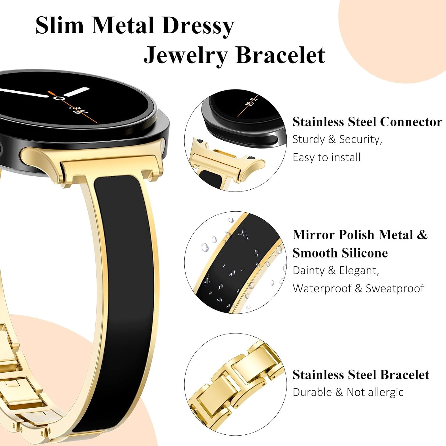 Case For Samsung Galaxy Watch 8/9 40mm 44mm 46mm Slim Metal Bracelet Bangle