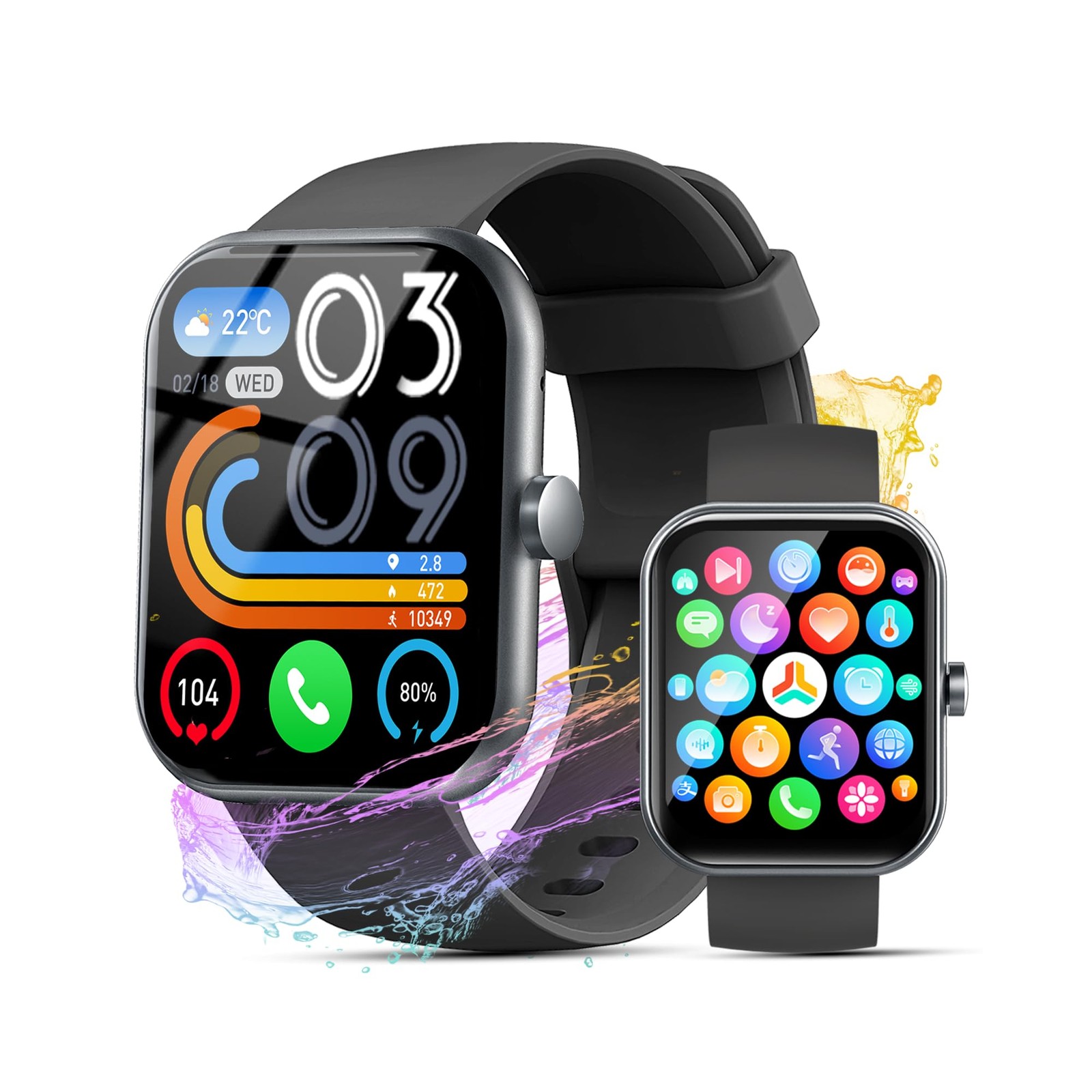 Smart Watch for Men Women(Answer/Make Calls), 2026 New 1.96 inches, Black