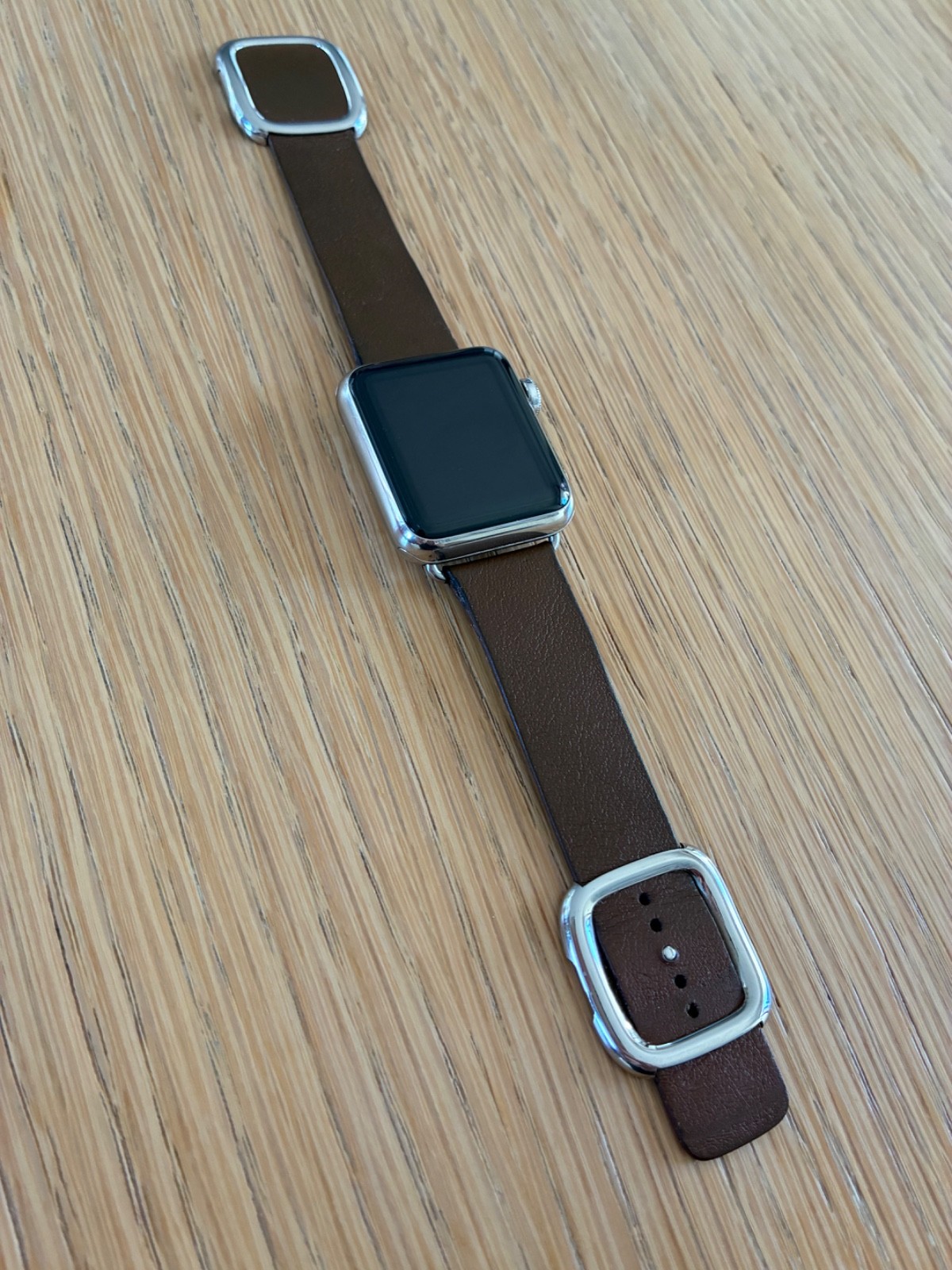 Apple Watch 1st Generation 38mm Stainless Steel Case Leather Modern Buckle Band