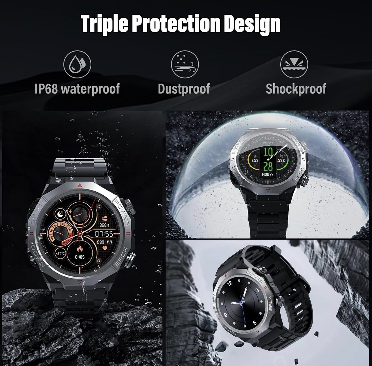 Military Smart Watch Answer Make Calls 1.39″HD Fitness Watch, 24/7 Heart Rate