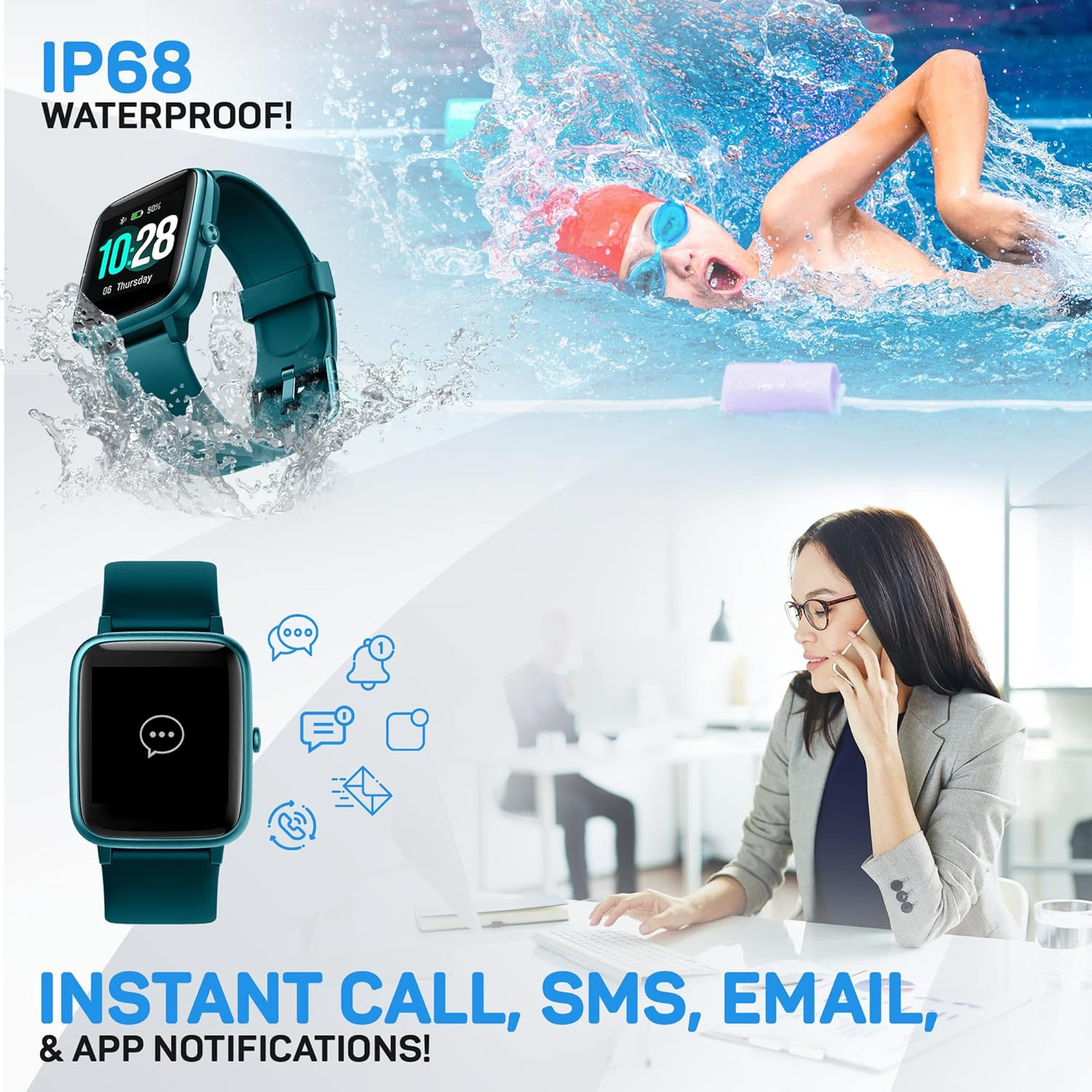 OCTANDRA Move Veryfitpro Smart Watch HR Heart Rate Sleep Monitor IP68 Waterproof