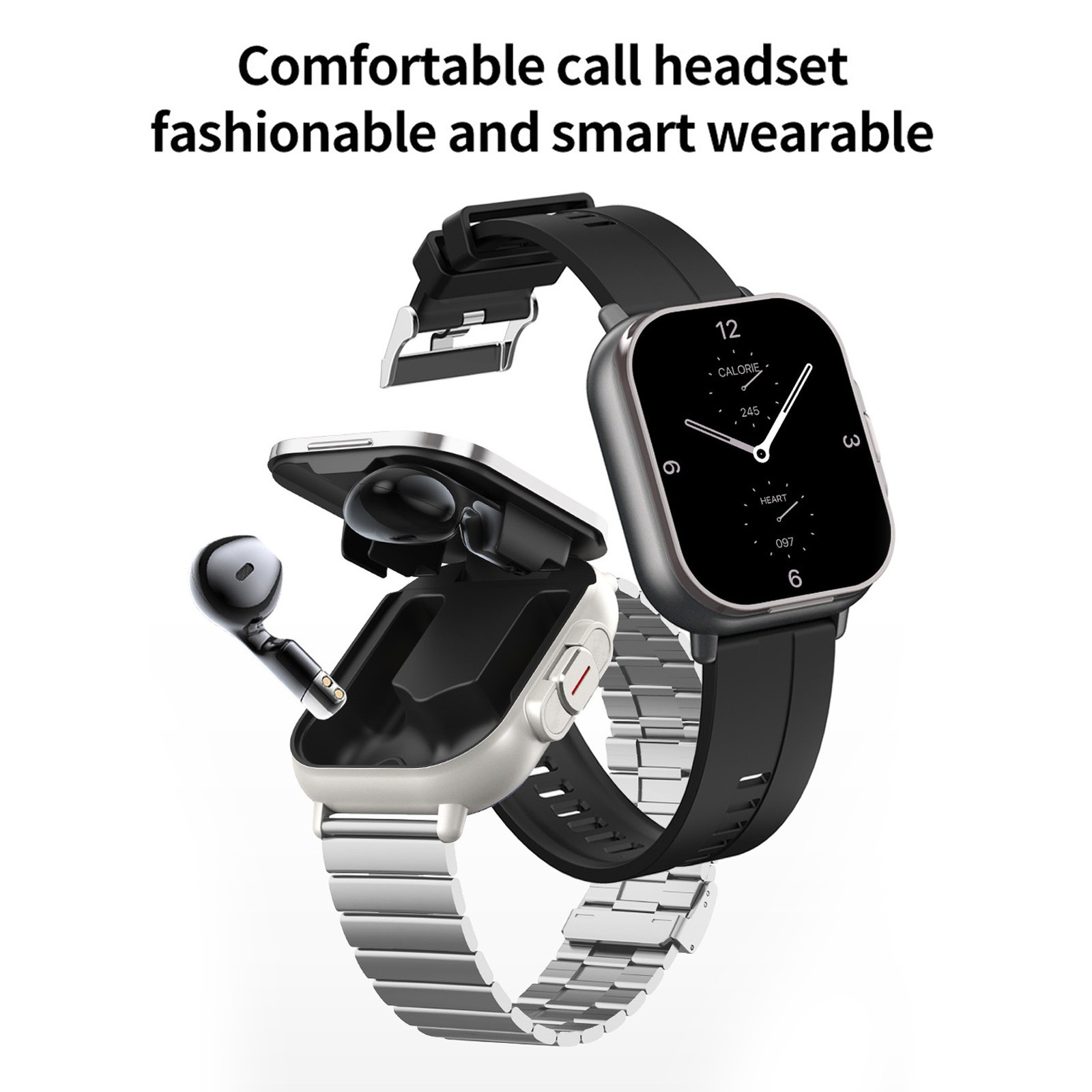 2 In 1 Smart Watch With Earbuds 2.01 Inch HD Touch Screen Bluetooth Call Fi XYJM
