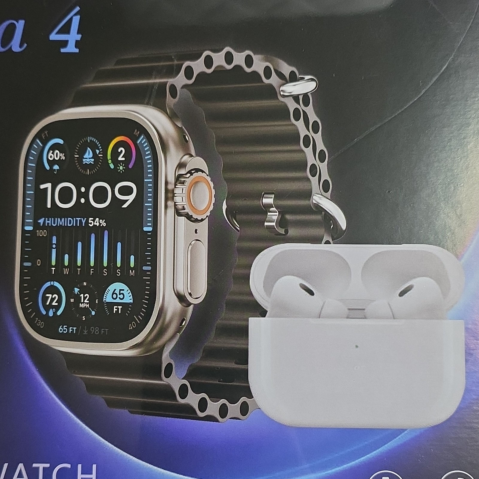 DG-11 Ultra 4 49mm AMOLED Smartwatch Fitness 32GB Unlocked 7+1 And Ears pods.