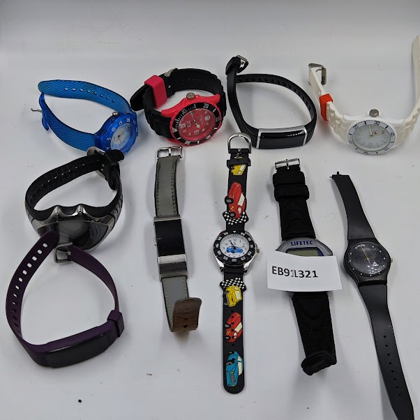 Lot of 10 Mixed Watches – Untested, Various Colors & Models