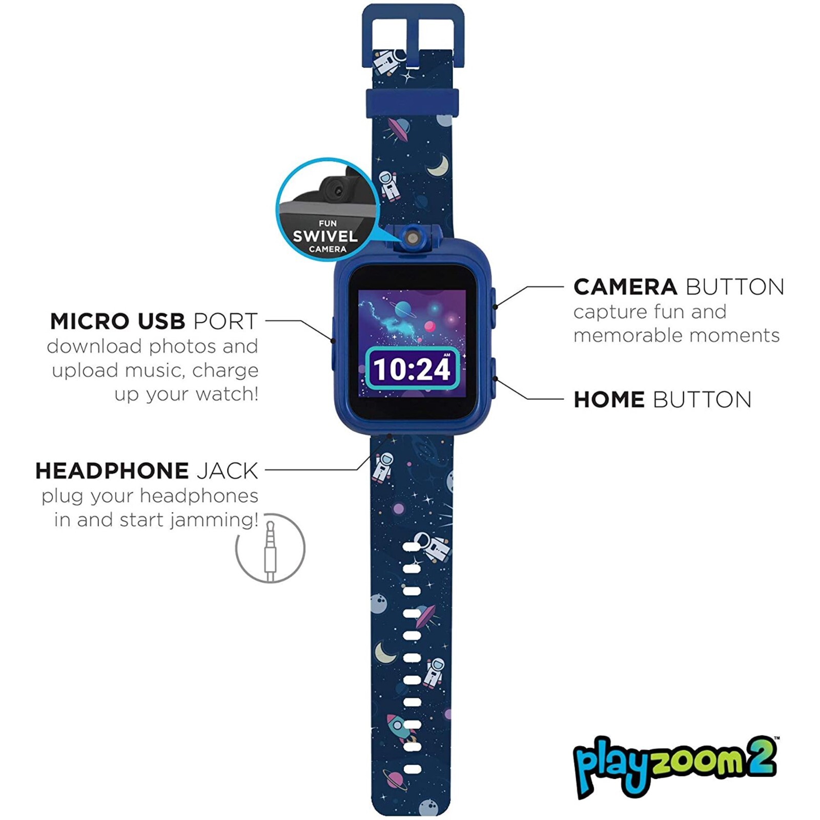 PlayZoom iTech Jr Kids Smartwatch – Space | Camera, Games, Touchscreen *NIB*
