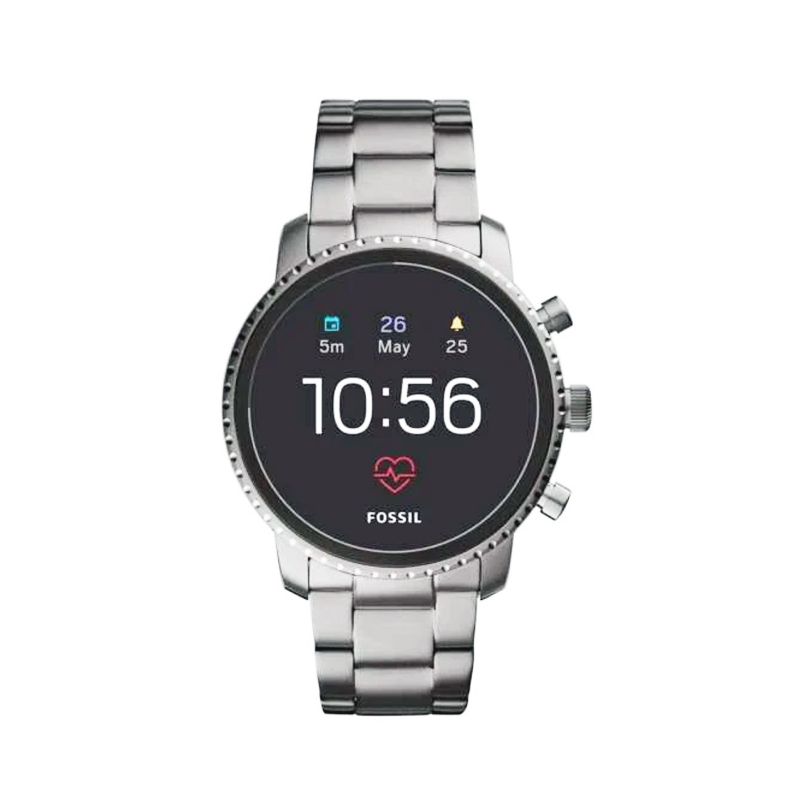 New Fossil Men’s Grey Gen 4 Explorist HR Stainless Steel Touchscreen Smartwatch