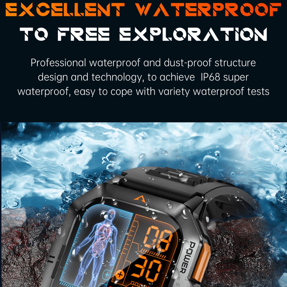 2.01″ HD Military Rugged Smart Watch (Answer/Make Call) Sports Fitness Tracker